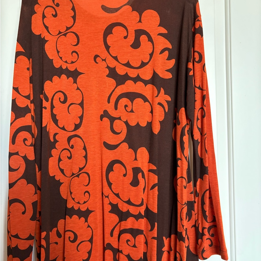 Orange and Brown Patterned Women's Dress